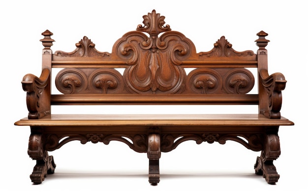 Intricately Carved Wooden Bench