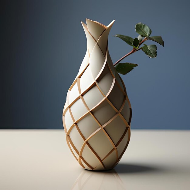 Intricately designed vase with a leaf ornament