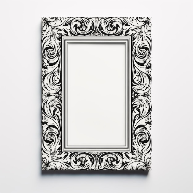 Intricately Sculpted White Frame With Hyperrealistic Black And White Pattern