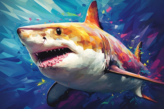 Intriguing abstract colorful 3d shark Sea nature fish Generate Ai