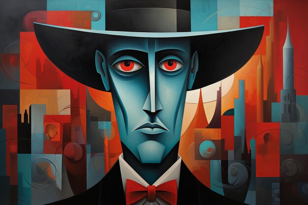 Intriguing Artistry Man with Hat Before Enigmatic Scene Captivating Imagination Unleashed Generative Ai