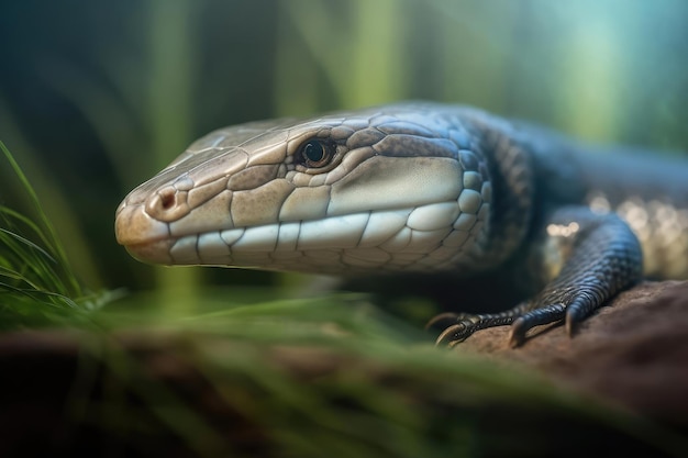 Intriguing blue tongue skink displaying its unique features