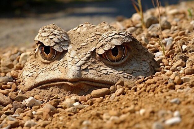 Photo intriguing bullhead camouflaged in gravel