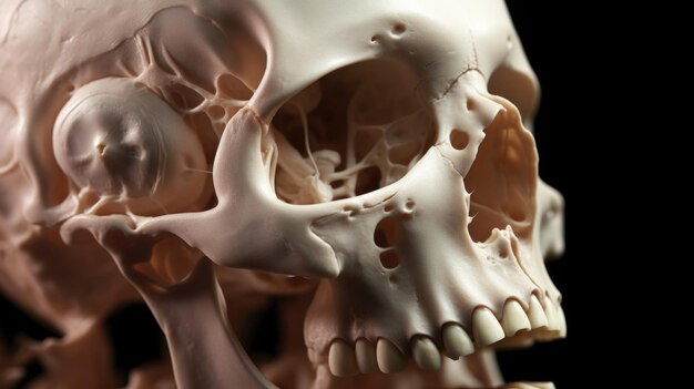 Интригующий крупный кадр черепно-лицевого развития человеческого эмбриона, показывающий деликатный процесс