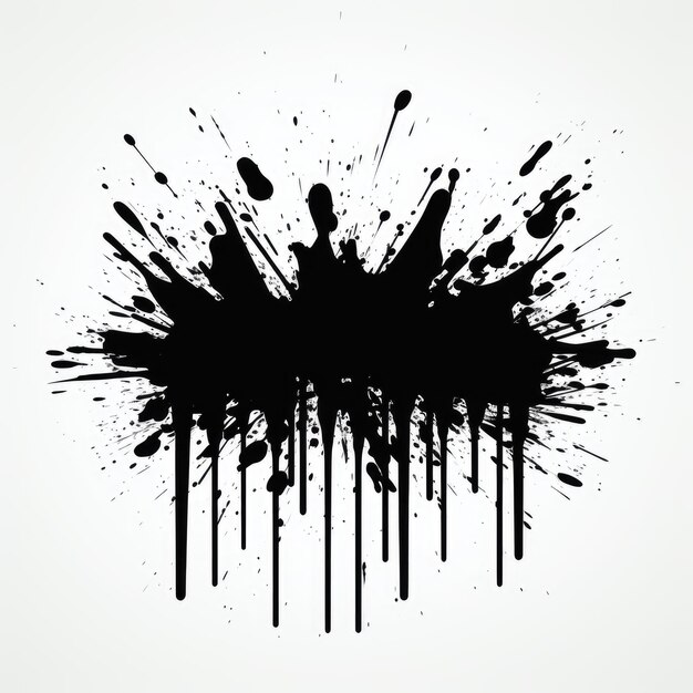 Intriguing Contrast Black Flat Design Vector Pixel Splashes on White Background