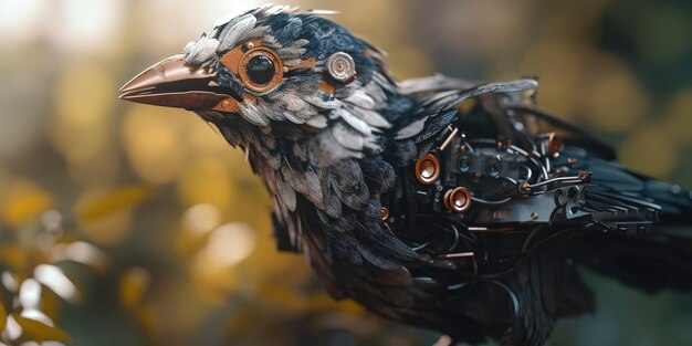 Intriguing cyborg bird exploring the outdoors Generative AI