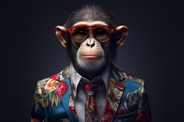 Интригующий фантастический костюм с портретом обезьяны