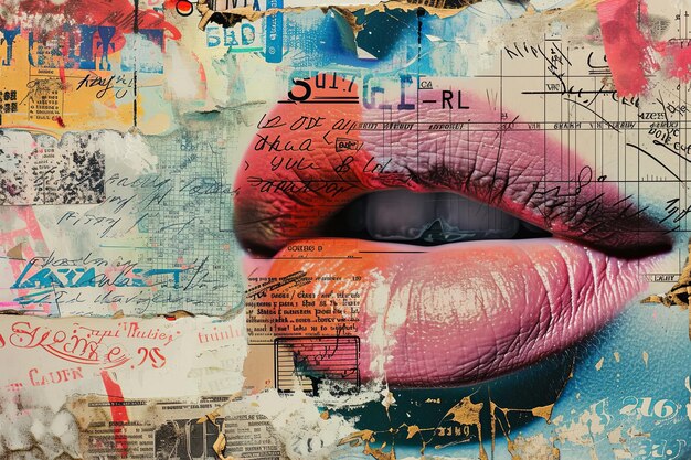 Intriguing Lips and Text Collage