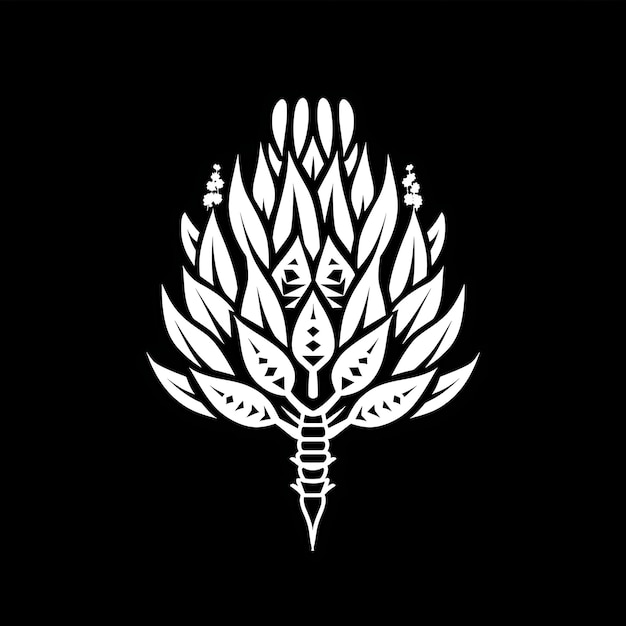 Foto intrigante logo dell'emblema di protea con petali decorativi e inchiostro di tatuaggio per maglietta tri simple creative