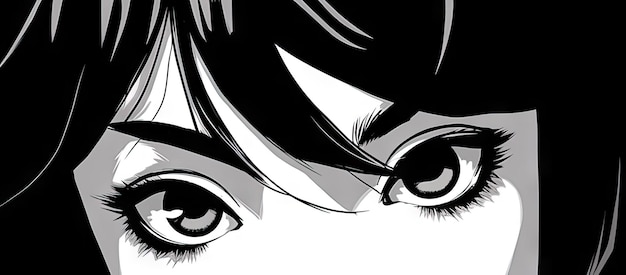 Close-up photo of detailed female anime eyes