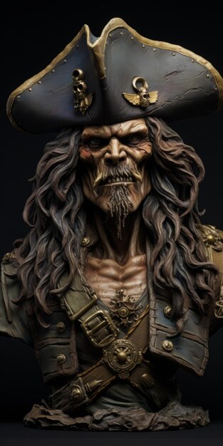 Intriguingly Taboo Photorealistic Pirate Shot On 70mm With Dark Gold And Blue Tones