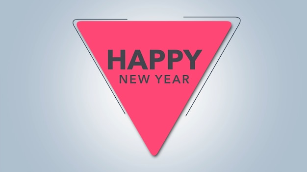 Intro tekst Happy New Year op witte mode en minimalisme achtergrond met rode driehoek. Elegante en luxe 3d illustratie voor zakelijke en zakelijke sjabloon