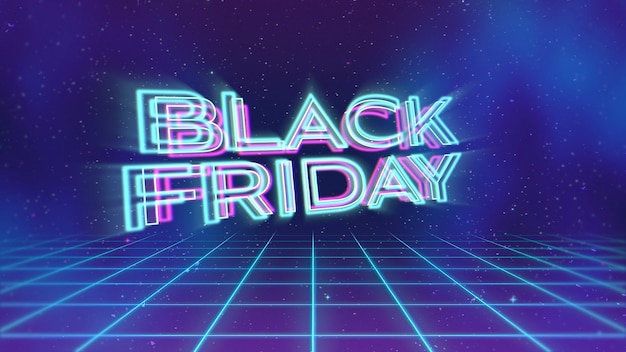 Intro text Black Friday and abstract grid, retro background. Elegant and luxury dynamic style for club and entertainment 3d illustration