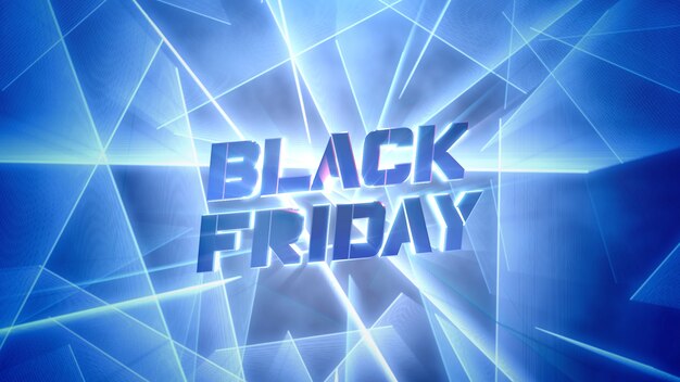 Photo intro text black friday and red neon lines, abstract background. elegant and luxury dynamic club style 3d illustration