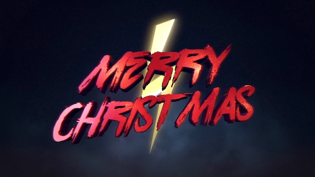 Intro text Merry Christmas and abstract thunderbolts, retro background. Elegant and luxury dynamic style for club and entertainment 3d illustration