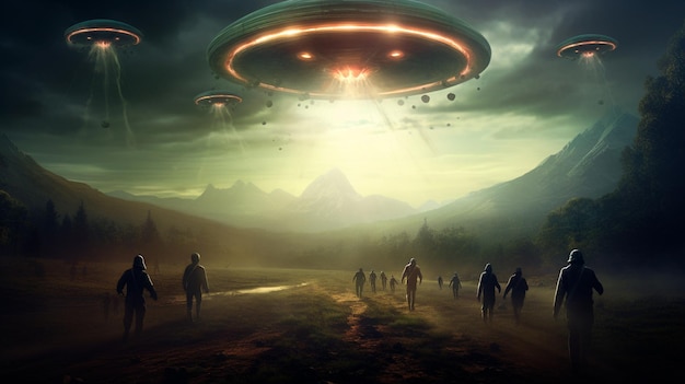 Photo invasion of alien ships on earth