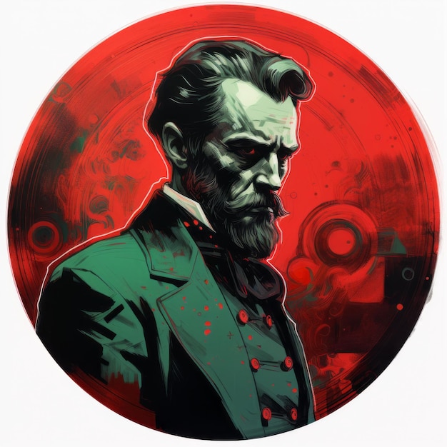 Photo inventive character designs lincoln on a red circle