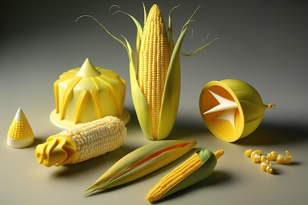 Inventive corn based design Lay flat notion of food