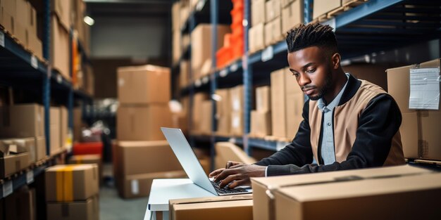 Inventory manager using a smartphone scans the barcode on the parcel