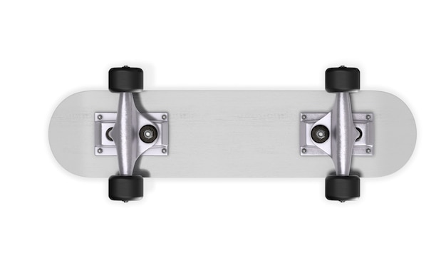 Inverted skateboard on white. 3d rendering.