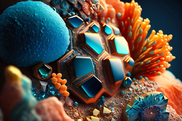 Photo investigate the intricate patterns and compositions of minerals reflecting the geological history of our planet