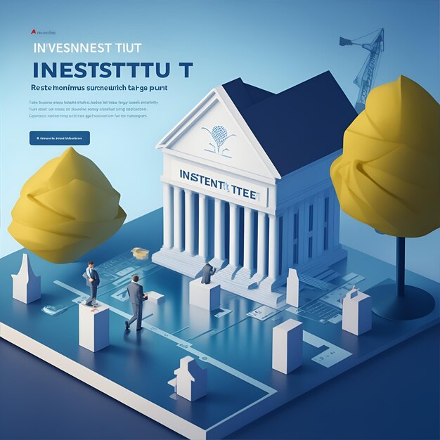 Investment concept with coins in the box and house on blue background