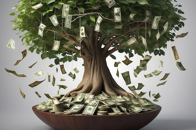 Investment and finance growth business concept Businessman putting a coin in flowers pot and watering green money tree