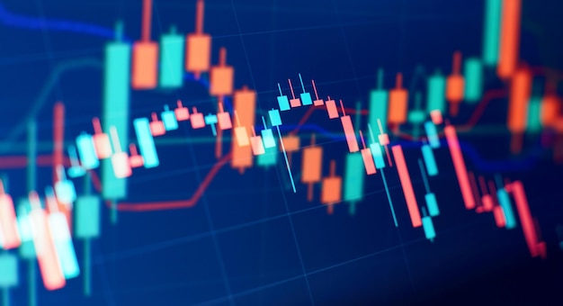 Investment trade stock finance and analysis Economic graph with diagrams on the stock market for business and financial concepts