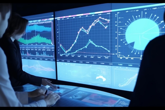 Investor analyseert beursverslag en financieel dashboard analyseert statistische gegevens economische