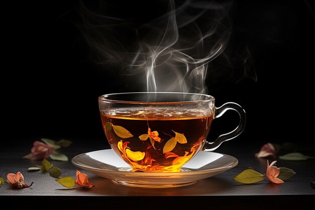 Photo invigorate your morning steam rises from a cup carrying the revitalizing aroma of brewed tea