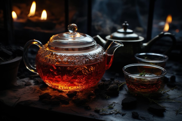 写真 爽やかなエレガンス 茶のケトル  ⁇ やかな茶のカップ  ⁇ やかな茶のカップ  ⁇ やかな茶のカップ  ⁇ やかな茶のカップ  ⁇ やかな茶のカップ