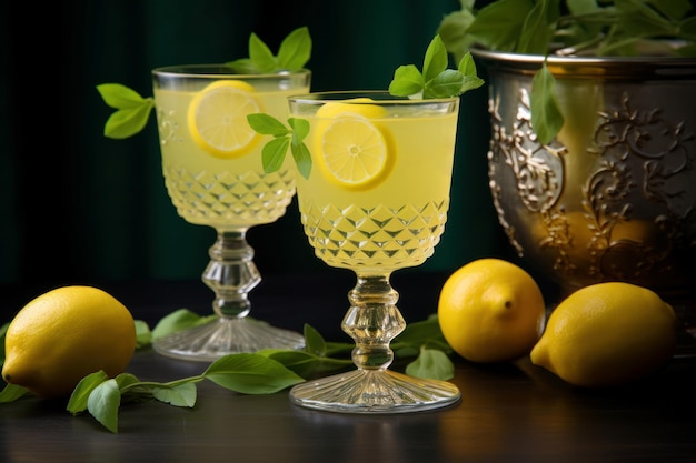 Invigorating Limoncello cocktail Juice glass citrus Generate Ai