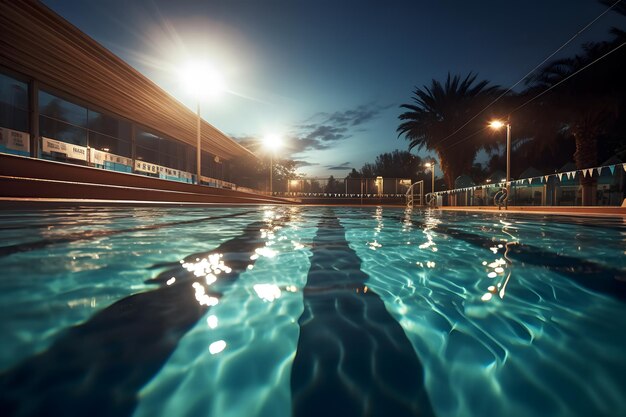 Invigorating Swim Sparkling Pool with Lanes Ready for Swimmers