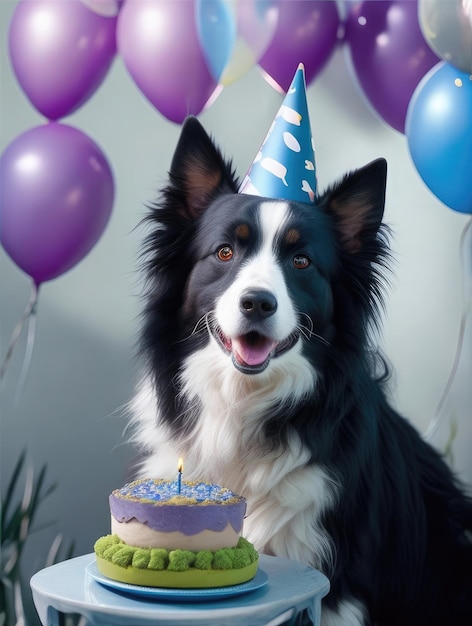 ボーダーコリー犬からの誕生日の招待状