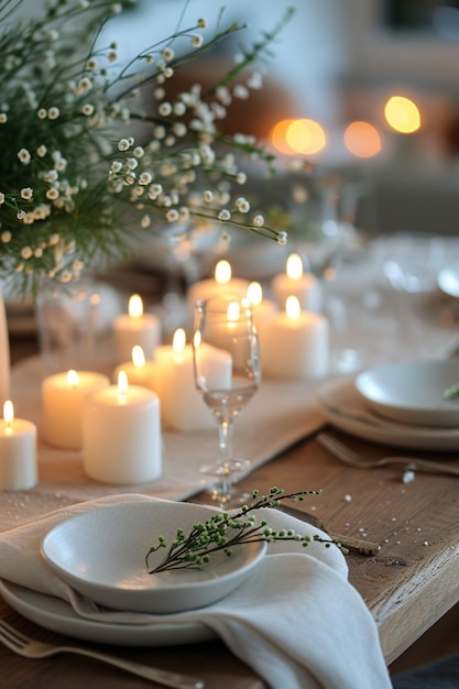 an invitation card featuring a minimalist candlelight setting