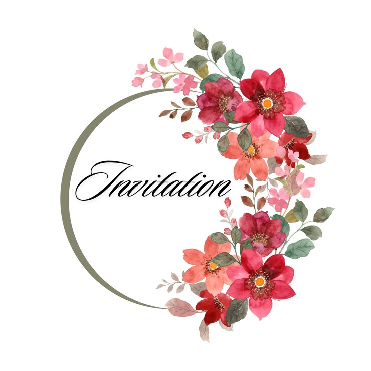 Photo invitation card floral design