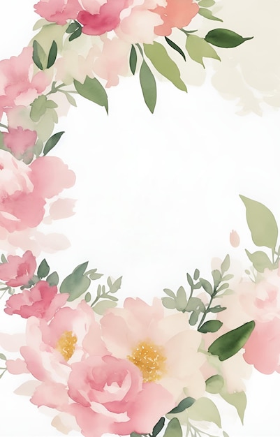 Invitation card template with watercolor art floral theme AI generated