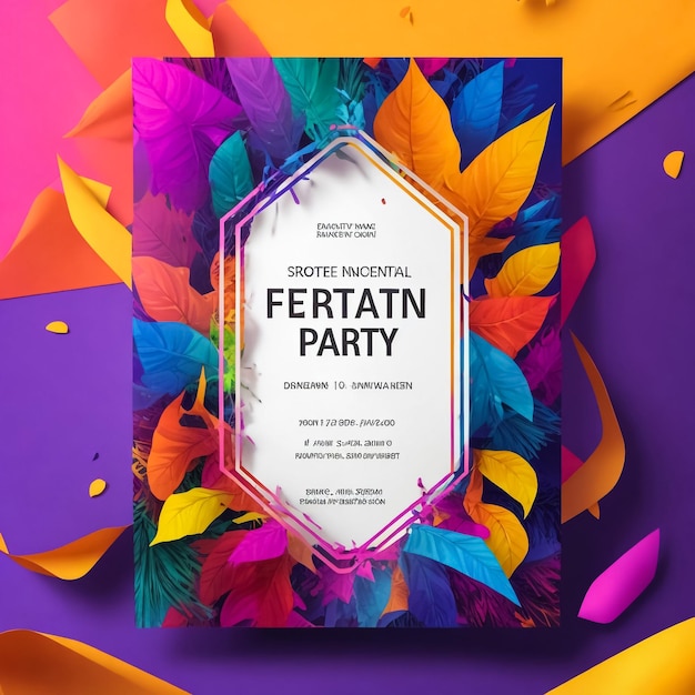 Invitation Disco Party Poster Template with geometric background