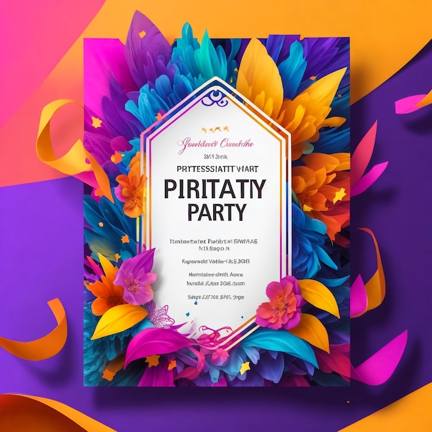 Invitation Disco Party Poster Template with geometric background