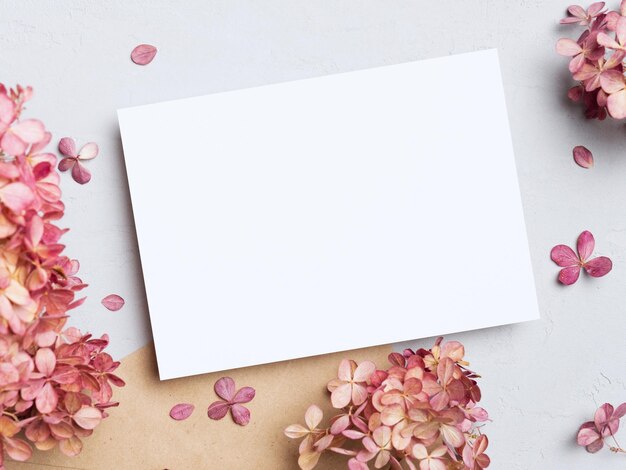 Invitation or Greeting Card Mockup with Flowers