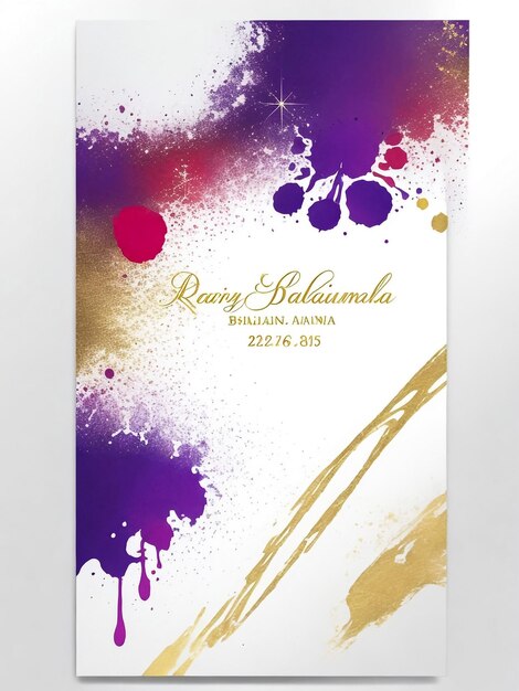 Invitation sjabloon voor een feestelijk feest met heldere veelkleurige confetti op een violette achtergrond