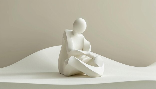 an invitation with a minimalist 3D depiction of a figure in peaceful slumber