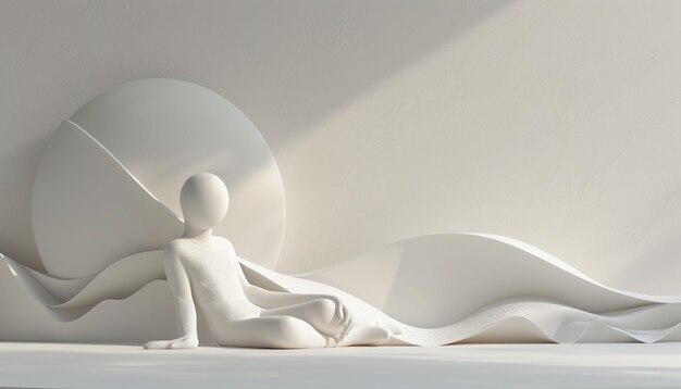 an invitation with a minimalist 3D depiction of a figure in peaceful slumber