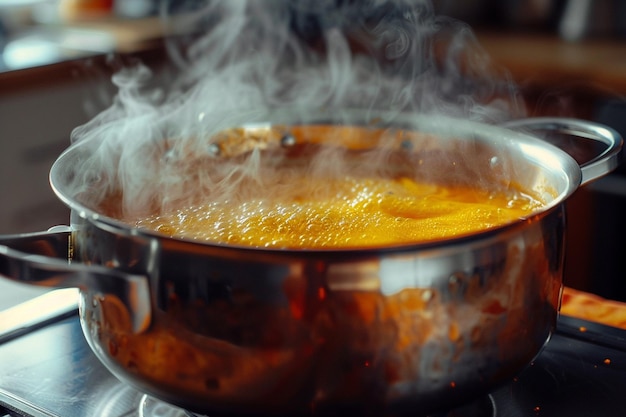 写真 自家製のスープの沸騰する鍋の招待的な香り
