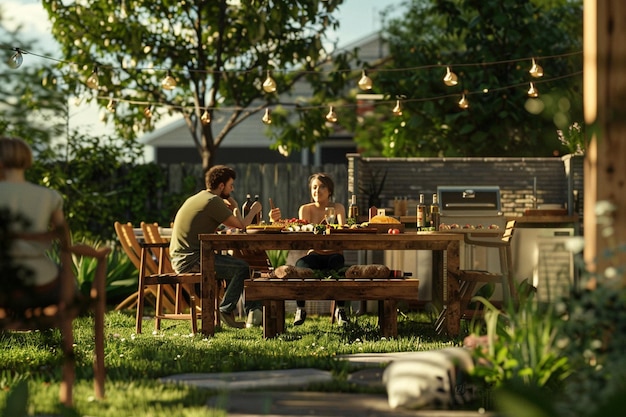 Photo inviting backyard barbecue with friends and family