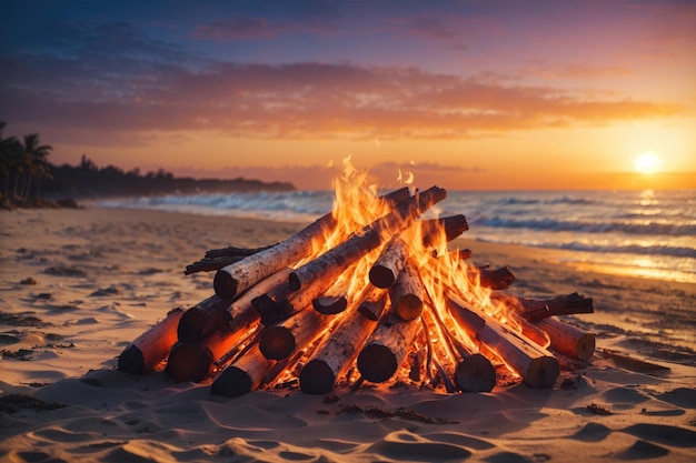 Inviting campfire on the beach during the summer bring back fond memories