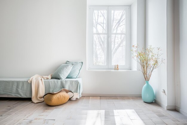 Inviting and comfortable room composition bathed with natural light