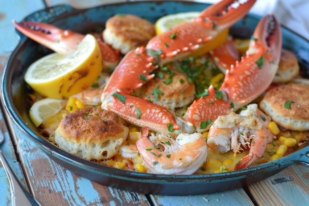 Inviting Shrimp and Crab Legs Cobbler Recipe with Buttermilk Biscuits