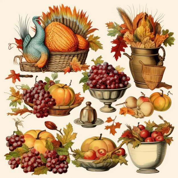 Inviting thanksgiving spirit a collection of individual clipart style images for your invitations