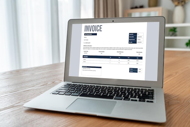 invoice on computer screen from accounting application snugly